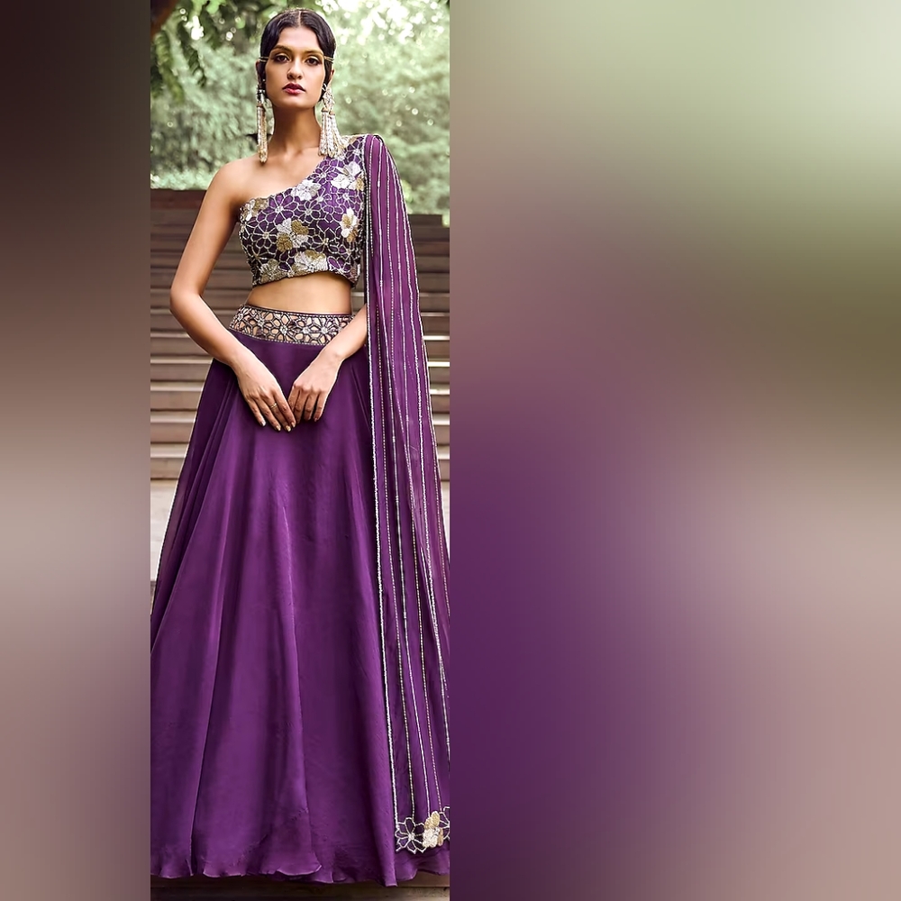 Purple Organza Lehenga